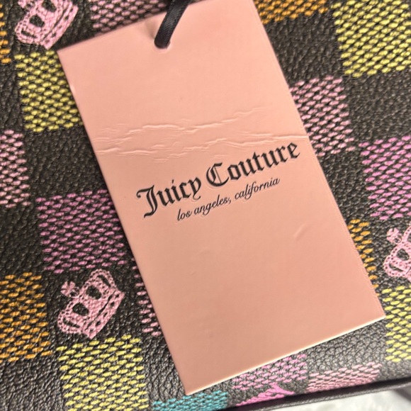 Juicy Couture Checkered Satchel with Pink Accents - Picture 6 of 10